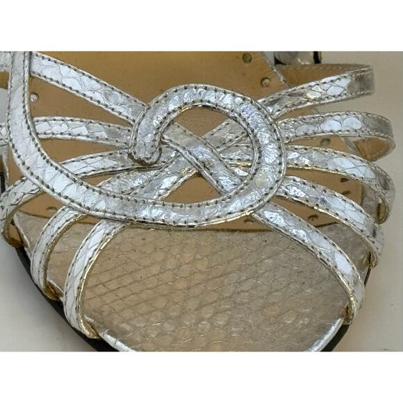 NEW $325 Y2K RARE Kate Spade Italy Metallic Snakeskin Silver Slingback Heels - Picture 2 of 15